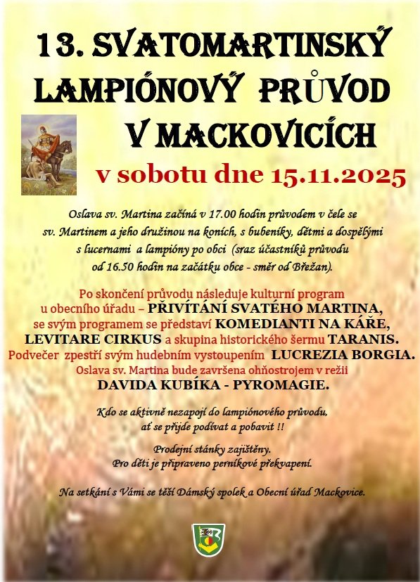 Svatomartinský lampionový průvod v Mackovicích